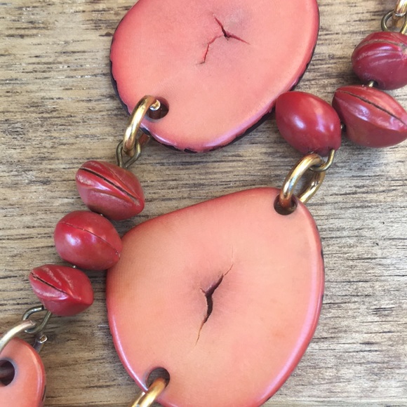 Natural Organic Tagua Nut Seed Vegetable Vegan Ivory Boho Necklace - Picture 3 of 5